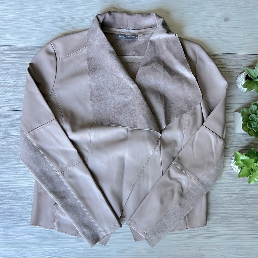 BAGATELLE faux leather draped jacket size M EUC